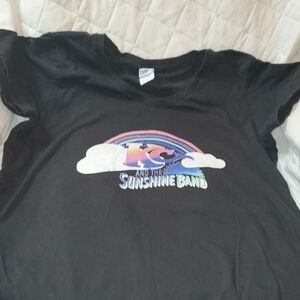 Gildan Black Women's Tee with Colorful KC and the Sunshine Band Design